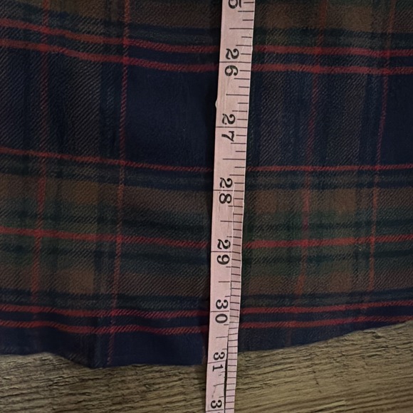 Vtg Lands End Mens Medium Portuguese Blue Plaid Cotton Flannel Button Down Shirt - Picture 11 of 12